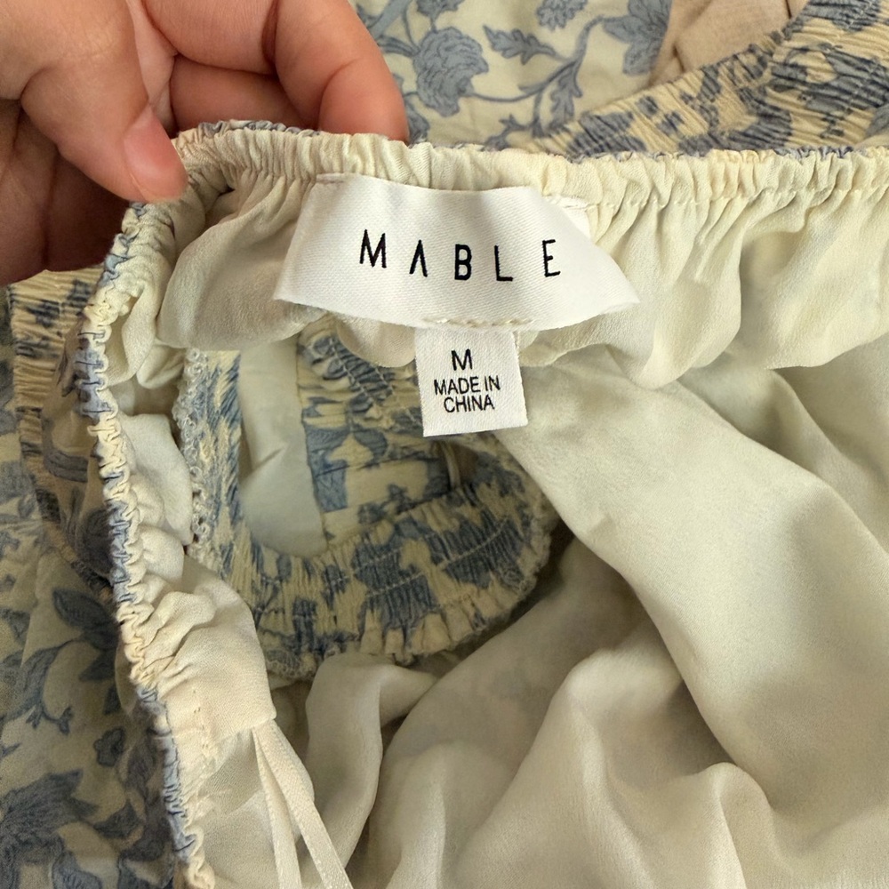 MARBLE Blue and Cream Floral Halter Romper - Picture 9 of 9